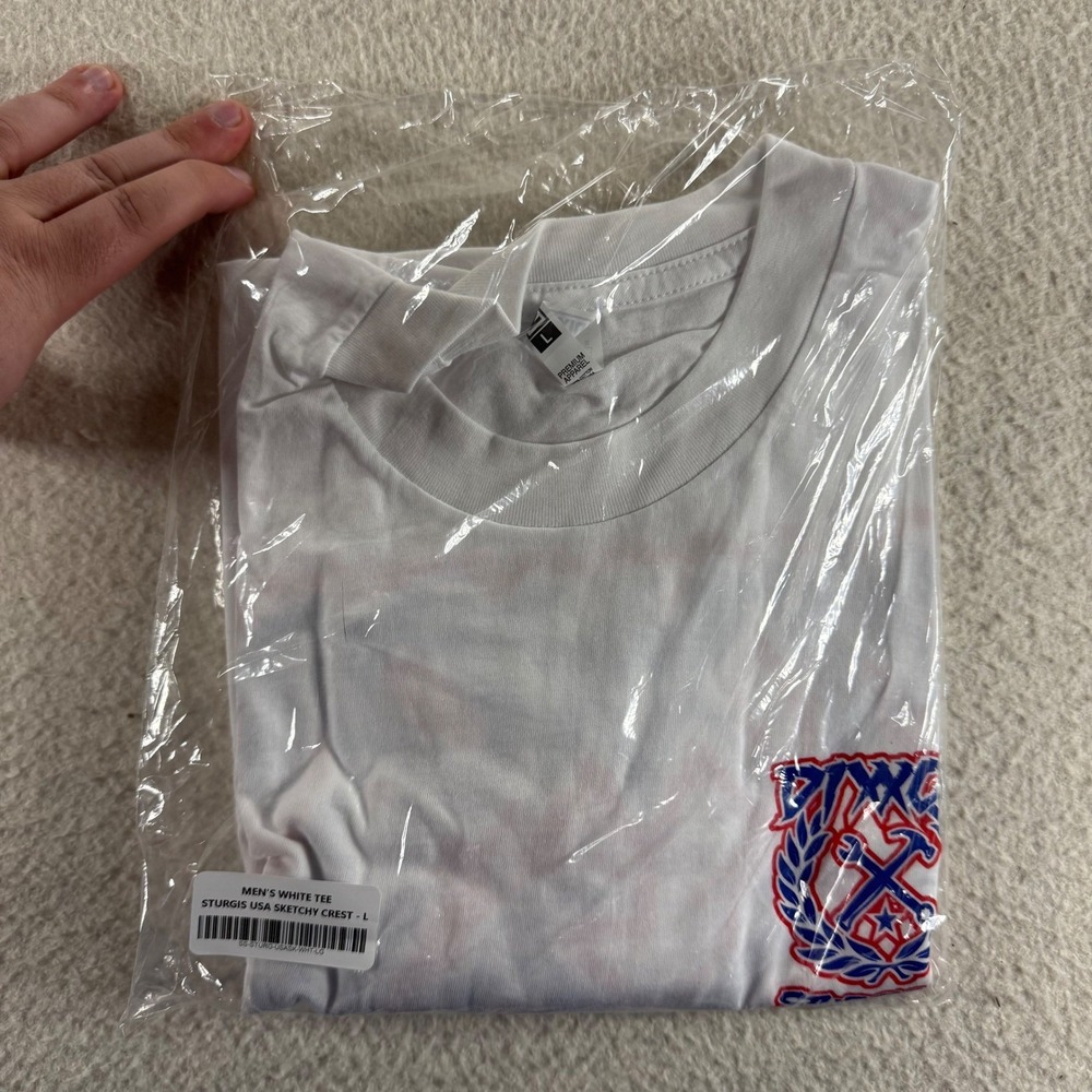 Dixxon T-Shirt Mens Large White NWT Sturgis USA Sketchy Crest Graphic Tee Casual